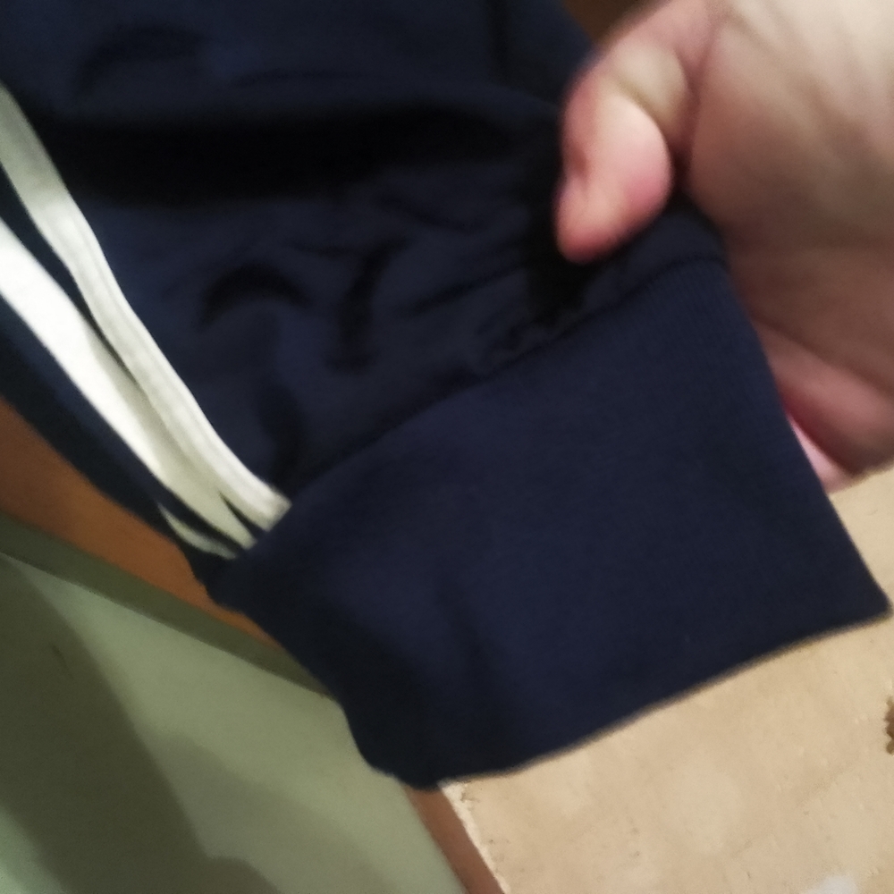 Adidas Navy Track Pants with White Stripes - Picture 3 of 16